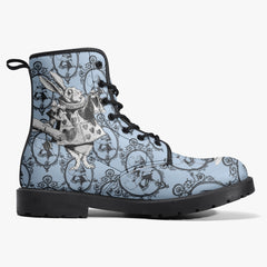 Blue Alice in Wonderland Mad Hatter Tea Party Combat Boots (JPREGMHT2)