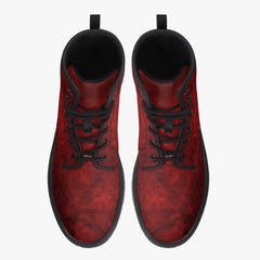 Red Gothic Grunge Lace Up Combat Boots - (JPREG95)