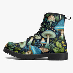 Mushroomcore Toadstool Boots - Green and Blue Mushroom Combat Boots (JPMUSHGB)