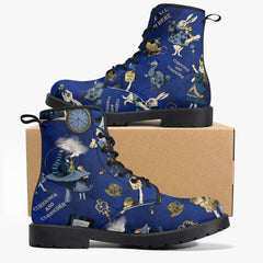 Alice in Wonderland Blue and Gold Combat Boots - Blue Alice Cosplay Boots (JPREGBG)