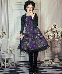 Steampunk Dress - Purple and Silver Gothic Style Dress - Plus Size Friendly