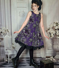 Steampunk Dress - Purple and Silver Gothic Style Dress - Plus Size Friendly