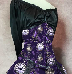 Purple Quirky Steampunk Top Hats and Pocket Watches - Victorian Corset Gown