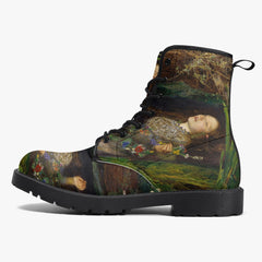 John Everett Millais - Ophelia - Lace Up Combat Boots - Pre Rapaelite Art boots (JPREG90)