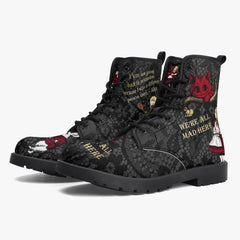 Alice in Wonderland Classics Quotes Gothic Combat Boots (JPRGQUOTE)