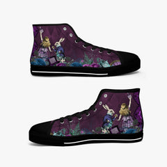 Alice in Wonderland Gothic high top womens sneakers  - The White Rabbit and Alice Pastel Goth sneakers (JPREG52)