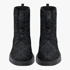 Gothic Skull Damask Print Lace Up Boots (JPREG3)
