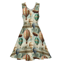 Hot air balloon Fun Steampunk Party Dress (Thinner Fabric Multi)