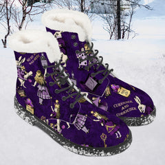 Alice in Wonderland Dark Purple Winter Faux Fur Boots (JPFPAP)