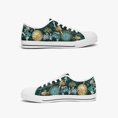 Alice in Wonderland Green Lo Top Sneakers - Green and Turquoise Mad Hatter Tea Party Shoes (JP3992)