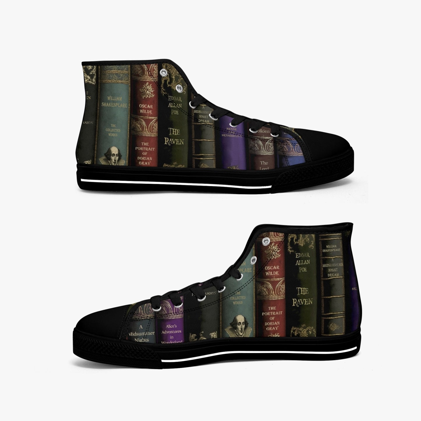 Vintage Library Books Hi Top Sneakers - Librarian Shoes - Dark Academia High Tops (JP4002)