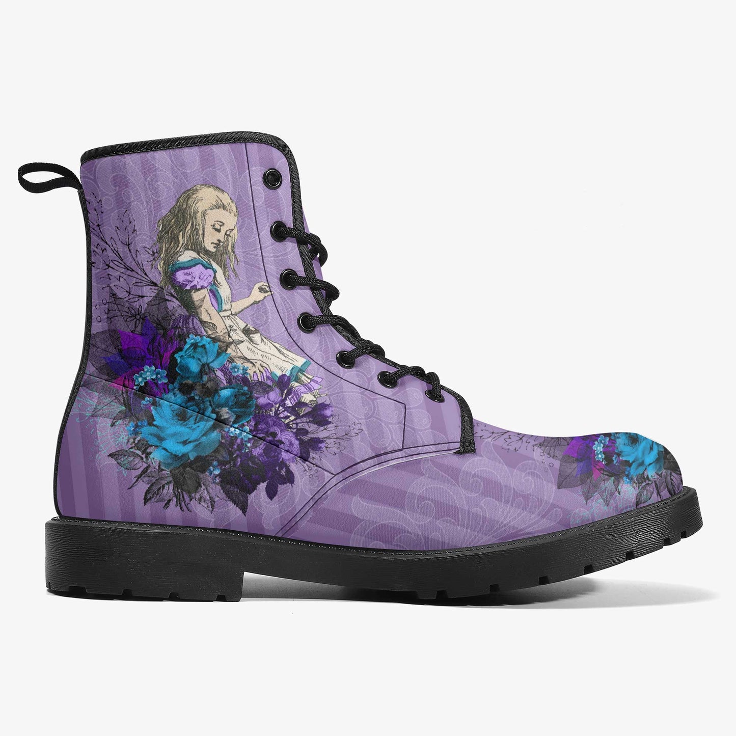 Alice in Wonderland - Lavender Stripe Mad Hatter Tea Party Boots JPREG54