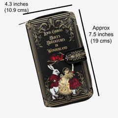Alice in Wonderland Zipper Wallet - Lewis Carroll Large Purse - Alice Gift (JPALW)