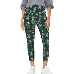 Mad Hatter - Alice in Wonderland Bottle Green Leggings - High Waisted with Pockets