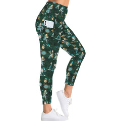 Mad Hatter - Alice in Wonderland Bottle Green Leggings - High Waisted with Pockets