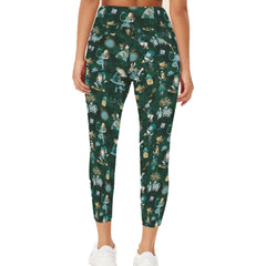 Mad Hatter - Alice in Wonderland Bottle Green Leggings - High Waisted with Pockets
