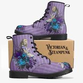 Alice in Wonderland - Lavender Stripe Mad Hatter Tea Party Boots JPREG54