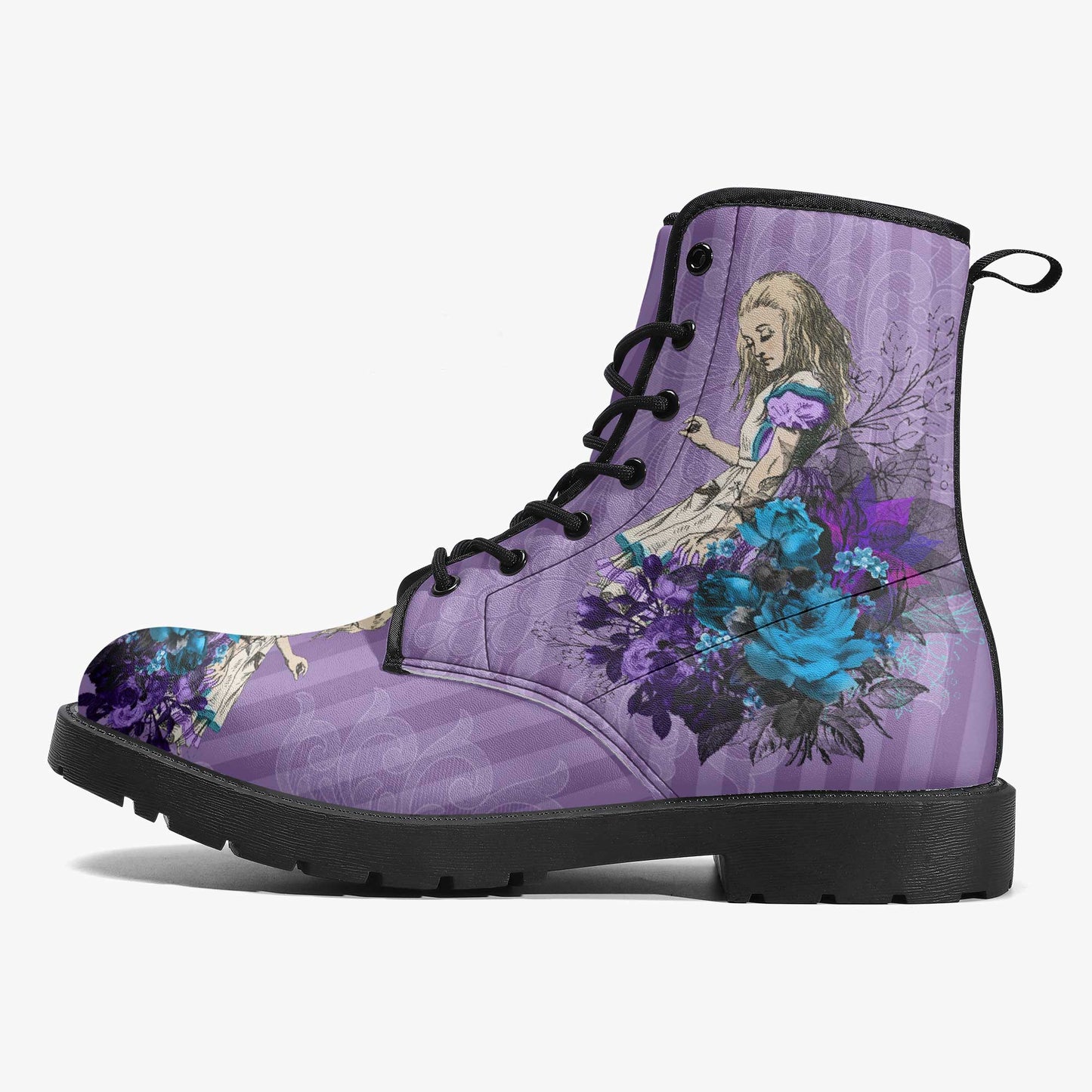 Alice in Wonderland - Lavender Stripe Mad Hatter Tea Party Boots JPREG54
