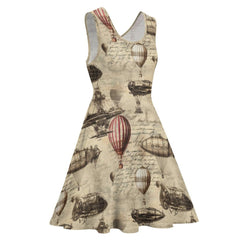 Steampunk Dress - The Aviator’s Dream – Steampunk Airships and Hot Air Balloon Dress (Thinner Fabric)