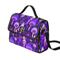Mushroomcore Shoulder Satchel - Pink and Purple Mushroom Bag (AMUSHSATCH3)