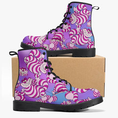 Cheshire Cat Pink and Purple Combat Boots (JPREGCC)