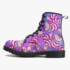Cheshire Cat Pink and Purple Combat Boots (JPREGCC)