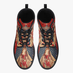 The Lady and the Unicorn Combat Boots - Mon Seul Desir Tapestry Boots for Art Lover (JPREG75)