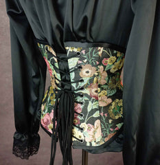 Black Floral Tapestry Lilly Underbust Corset - Plus Size Friendly - Handmade in Australia