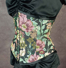 Black Floral Tapestry Lilly Underbust Corset - Plus Size Friendly - Handmade in Australia