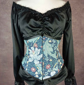 Blue Floral Tapestry Lilly Underbust Corset - Plus Size Friendly - Handmade in Australia