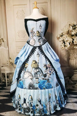 Alice in Wonderland Custom Blue Victorian Corset Gown - Custom fitted Alice in Wonderland Wedding or Prom Dress