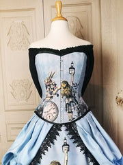 Alice in Wonderland Custom Blue Victorian Corset Gown - Custom fitted Alice in Wonderland Wedding or Prom Dress