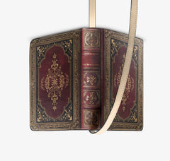 Burgundy and Gold Vintage Style Book Purse - Literary Shoulder Bag