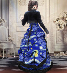 Van Gogh Starry Night Corset and Bustle Gown - Made to Measure, Plus Size Friendly