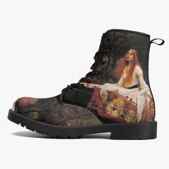 Waterhouse - Lady of Shalott Lace Up Combat Boots - Pre Raphaelite Brotherhood Unique Art Boots (JPREG91)