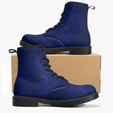 Navy Gothic Grunge Combat Boots - Dark Blue Boots (JPREGNAV)