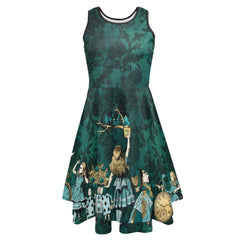 Green Alice in Wonderland Dress - Plus Size Friendly Mad Hatter Tea Party Dress (THDGA)
