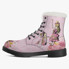 Alice in Wonderland Pink Faux Fur Winter Boots - Mad Hatter Tea Party Fun Boots (JPFUR1)