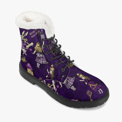 Alice in Wonderland Dark Purple Winter Faux Fur Boots (JPFPAP)