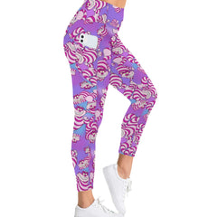 Cheshire Cat leggings - Alice in Wonderland High Waisted Leggings with Pockets