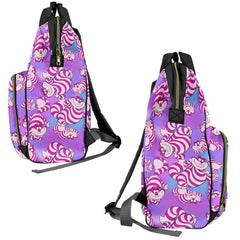 Cheshire Cat Large Backpack - Crazy Pink and Purple Alice in Wonderland Nappy Bag