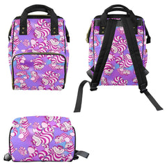 Cheshire Cat Large Backpack - Crazy Pink and Purple Alice in Wonderland Nappy Bag