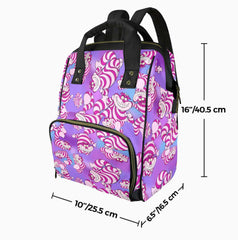 Cheshire Cat Large Backpack - Crazy Pink and Purple Alice in Wonderland Nappy Bag