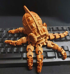 Steampunk Octopus - Fun Desk Ornament - Interactive Fidget Gadget - Steampunk Articulated Octopus