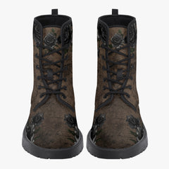 Black Rose Gothic Steampunk Combat Boots (JPREGBR1)