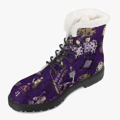 Alice in Wonderland Dark Purple Winter Faux Fur Boots (JPFPAP)