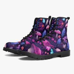 Mushroomcore Pink and Purple Toadstool Combat Boots (JPMUSHPP)
