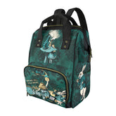 Green Alice in Wonderland Large Backpack Nappy/Diaper Bag
