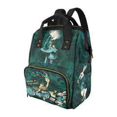 Green Alice in Wonderland Large Backpack Nappy/Diaper Bag