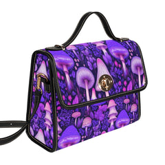 Mushroomcore Shoulder Satchel - Pink and Purple Mushroom Bag (AMUSHSATCH3)